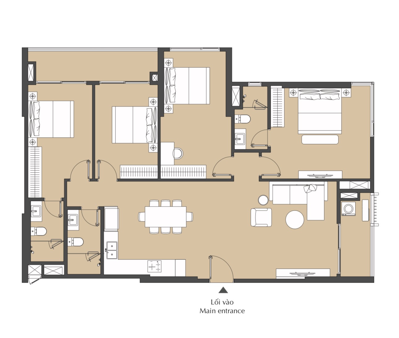 Layout căn hộ 3PN và 4PN Nexus Zone